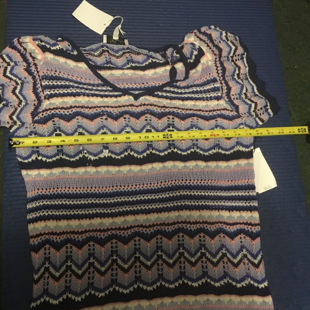 Jessica Simpson Purple Blue and White Striped Chevron Crochet Knit Midi Dress L - Picture 7 of 12